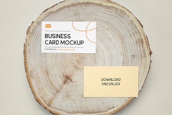 Free Business Card on Wood Mockups