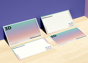 Free Business Card on Wooden Floor Mockup For Branding 3d 3d 3d 