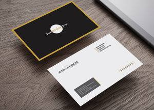 Free Business Card on Wooden Table Mockup esica he 