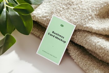 Free Business Card with Blanket Mockup