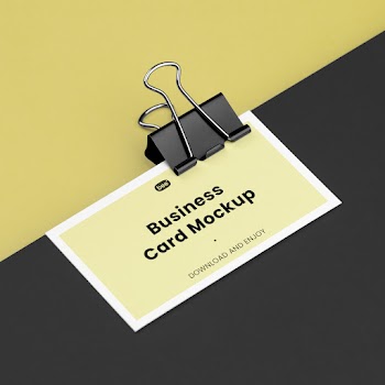 Free Business Card with Clip Mockup