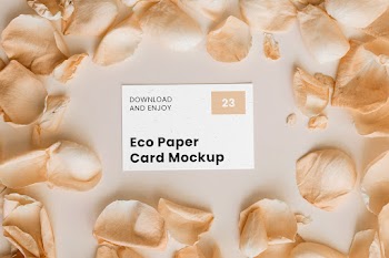 Free Business Card with Flower Petal Mockup