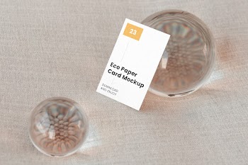 Free Business Card with Glass Ball Mockup