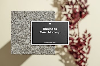 Free Business Card with Granite Block Mockup