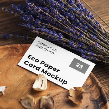 Free Business Card with Lavender Mockup
