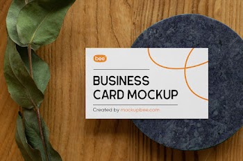 Free Business Card with Plant Mockup