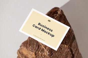 Free Business Card with Stone Mockup