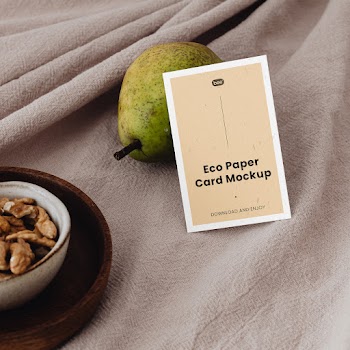Free Business Card with Walnuts Mockup