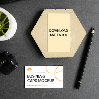 Free Business Cards in Office Mockup