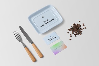 Free Business Cards with Saucer Mockup