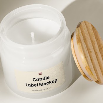 Free Candle with Wooden Cap Mockup