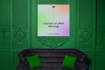 Free Canvas on Wall Mockup