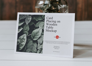 Free Card Placing on Wooden Table Mockup card placing on wooden table mockup 