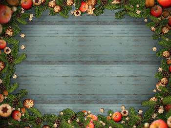 Free Christmas Frame With Fir Cones Apple Cookies on Wood ...