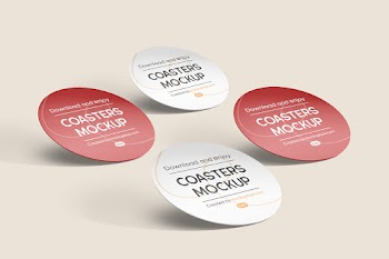 Free Circle Paper Coaster Mockups