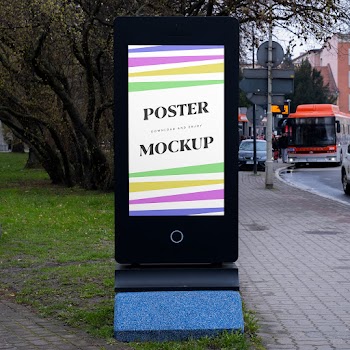 Free City Display Stand Mockup