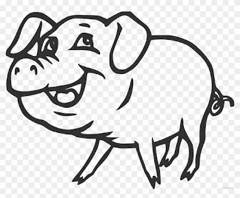 Free Clip Art Animals Black And White - Pig Black And White