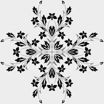 Free Clipart of a Black and White Floral Vine Design Element