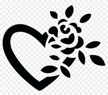 Free Clipart Of A Black And White Fully Bloomed Rose - Love Flower Black And White