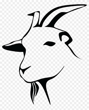 Free Clipart Of A Black And White Goat Head - Goat Line Art