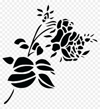 Free Clipart Of A Black And White Stem Of Roses - Rose Flower Black And White Png