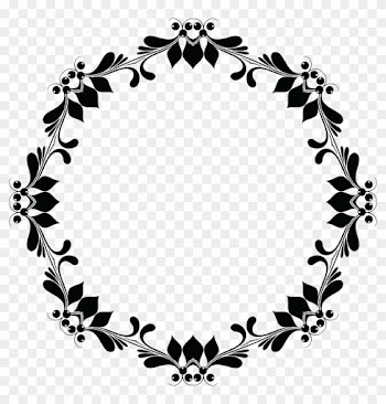 Free Clipart Of A Floral Frame - Circle Flower Frame Black And White Png