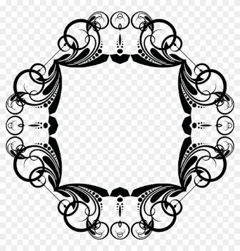 Free Clipart Of A Frame Design Element - Black And White Flower Circle Border Pattern