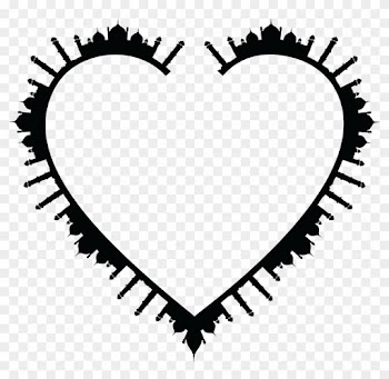 Free Clipart Of A Heart Frame Of Mosques In Black And - Mosque
