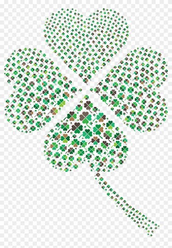 Free Clipart Of A Patterned St Paddys Day Shamrock - Green Four Clover Leaf