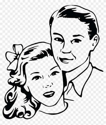 Free Clipart Of A Retro Couple, Black And White - Clipart Black And White People Retro