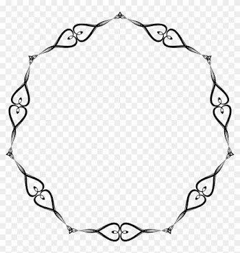 Free Clipart Of A Round Black And White Wedding Border - Circle Heart Border Png