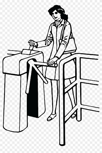 Free Clipart Of A Woman Going Through A Turnstyle - Border Clipart Black And White
