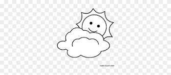 Free Clipart Of Black And White Sun And Cloud - White