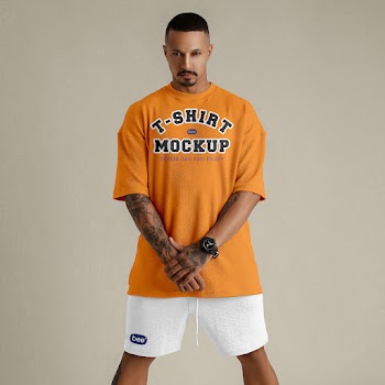 Free Clothing Set on Men Mockup