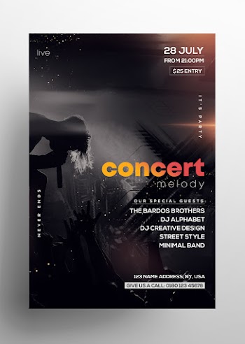 Free Concert Melody PSD Flyer Template