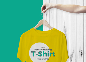 Free Cool Female Holding T-Shirt Mockup For Branding free female holding t-shirt mockup pso 