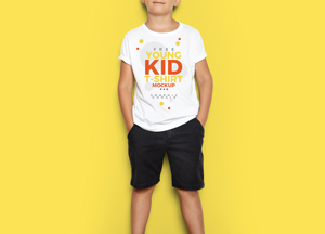 Free Cool Young Kid T-Shirt MockUp Psd free young kid t-shirt mockup 