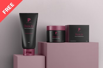 Free Cosmetic Jar and Tube Mockup serdine beauty beauty beay free 