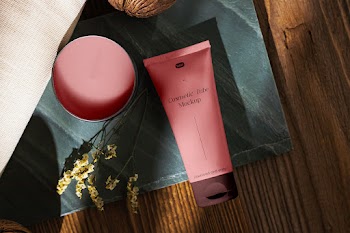 Free Cosmetic Tube with Candle Mockup