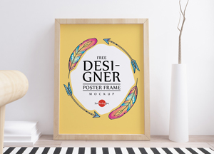 Free Designer Poster Frame Mockup PSD For Branding free desi- gner poster frame wockup 