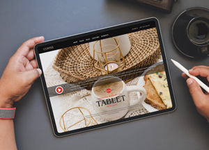 Free Designer Working on Tablet Mockup co tablet 