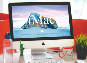 Free Designer Workstation iMac Mockup mac ekup 