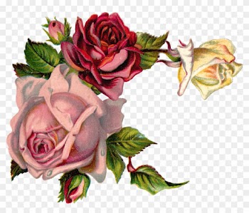 Free Digital Flower Pink Rose Corner Design - Vintage Flower Corner Png