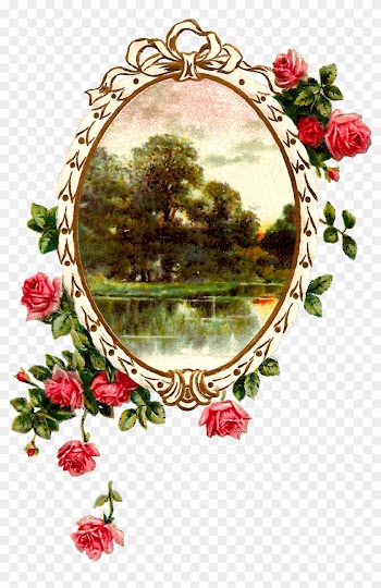 Free Digital Printable Label And Pink Rose Flower Frame - Frame Flower Vintage Png