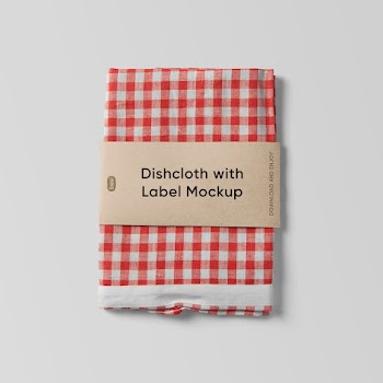 Free Dishcloth with Label Mockup