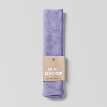Free Dishcloth with Paper Label Mockup