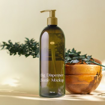 Free Dispenser Bottle Front View Mockup