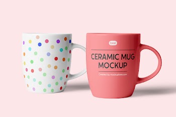Free Double Ceramic Mug Mockups