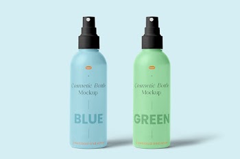 Free Double Cosmetic Spray Bottle Mockup