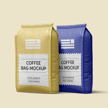 Free Double Foil Coffee Bag Mockup